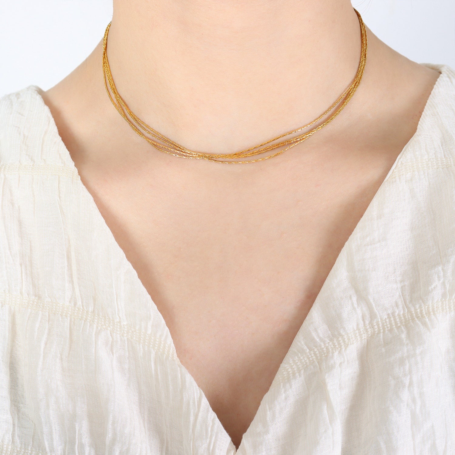 18K Gold-Plated Multi-Layer Clavicle Chain Necklace - ClozArt