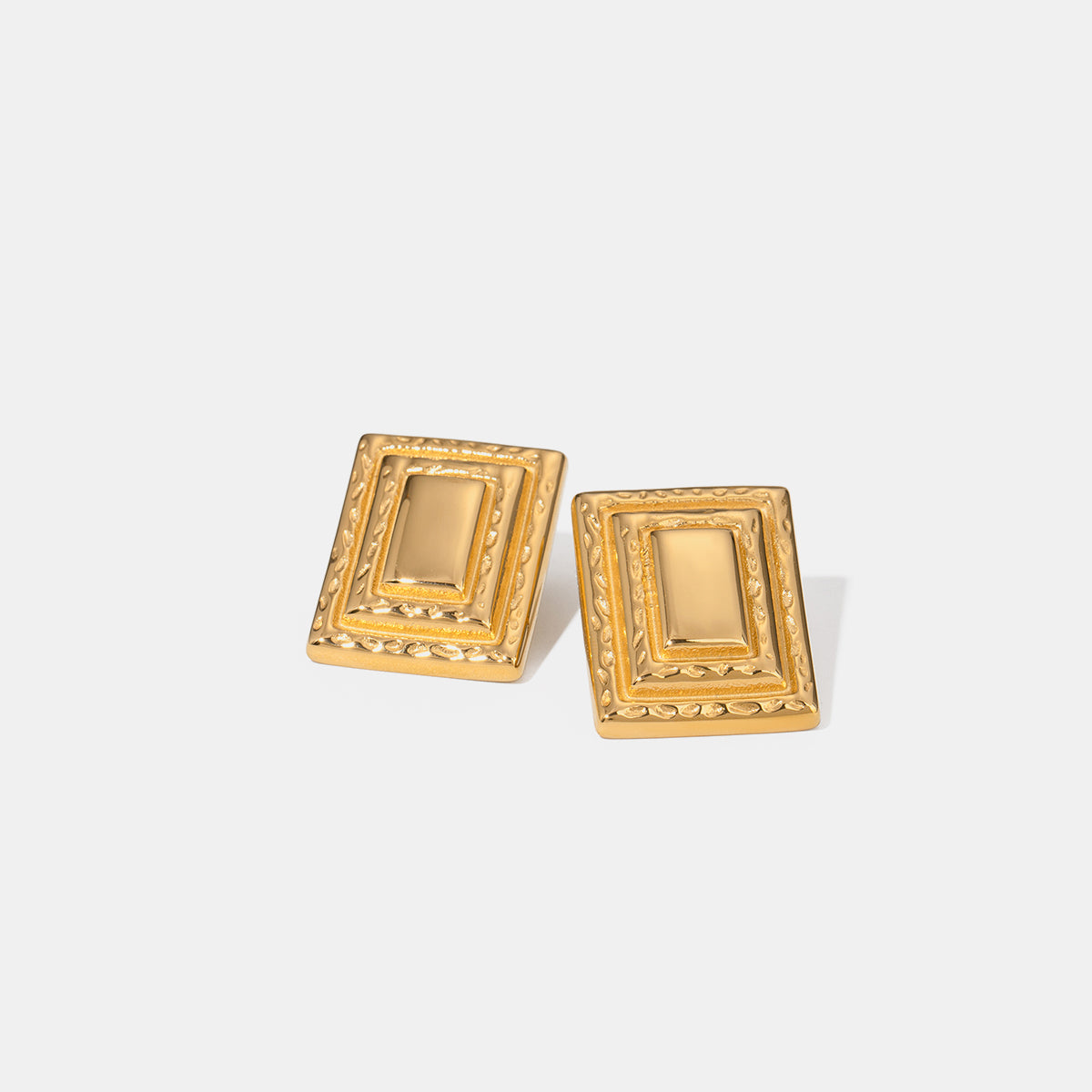 18K Gold-Plated Stainless Steel Square Shape Earrings - ClozArt