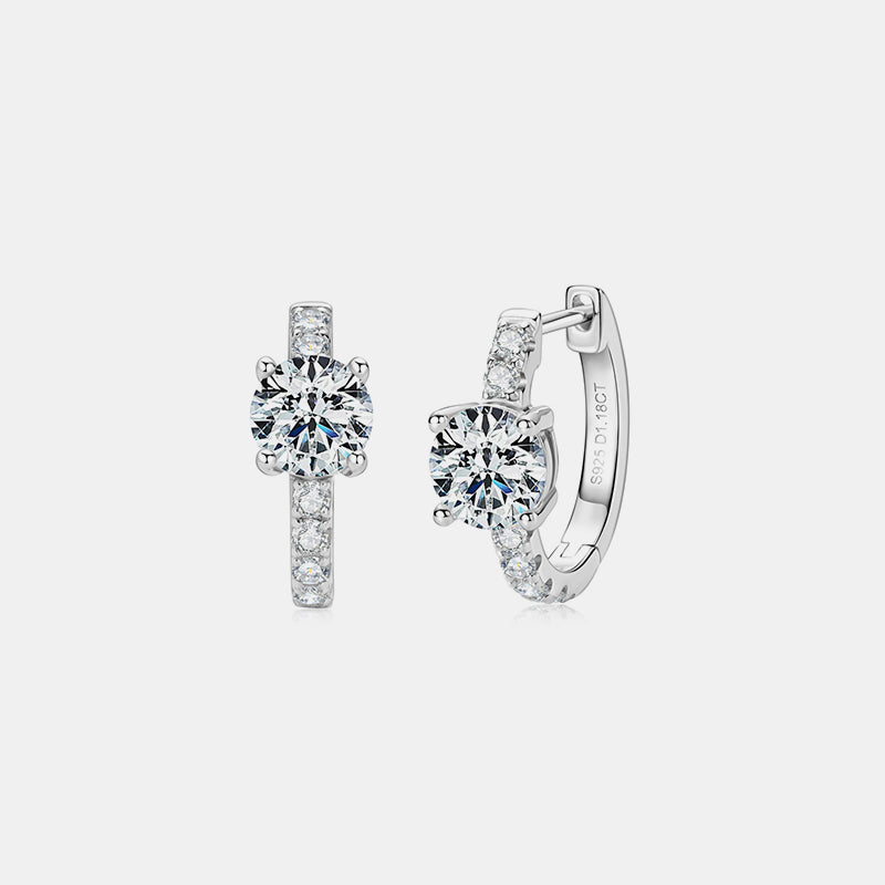 2.36 Carat Moissanite Zircon 925 Sterling Silver Hoop Earrings - ClozArt