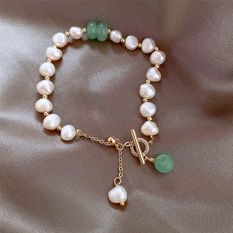 Pearl Green Stone Link Bracelet - ClozArt