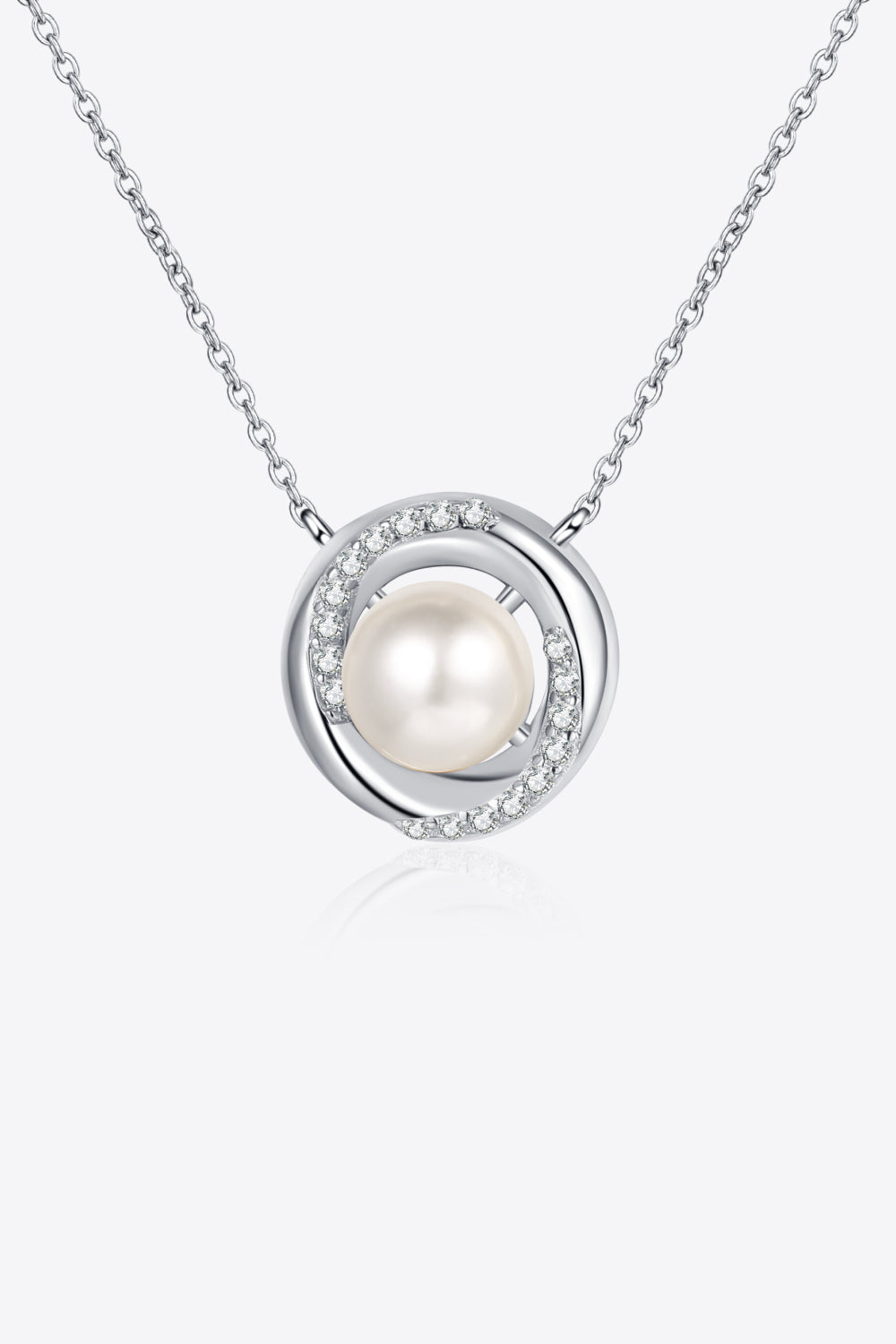 Moissanite Pearl Rhodium-Plated Necklace - ClozArt