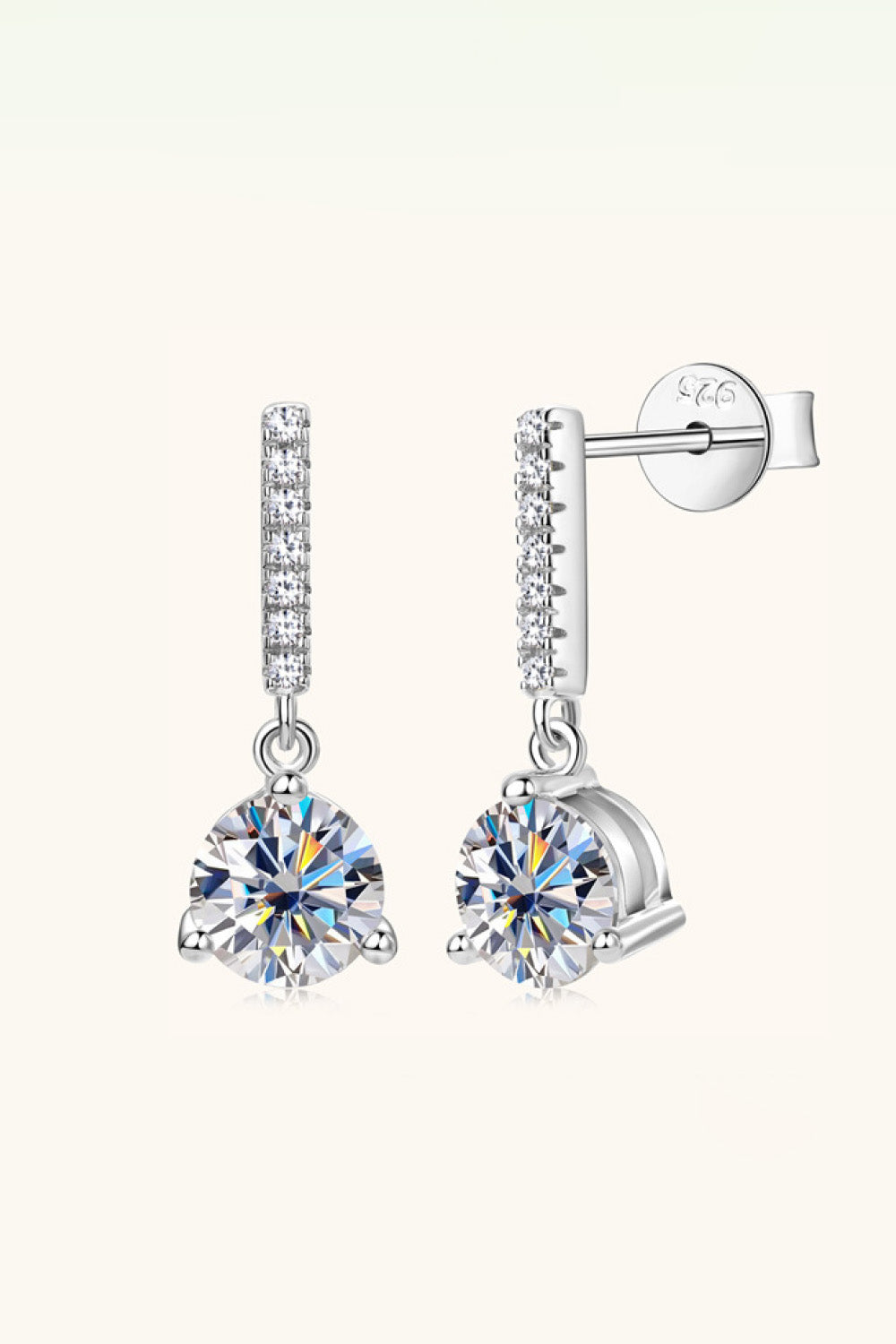 2 Carat Moissanite 925 Sterling Silver Drop Earrings - ClozArt