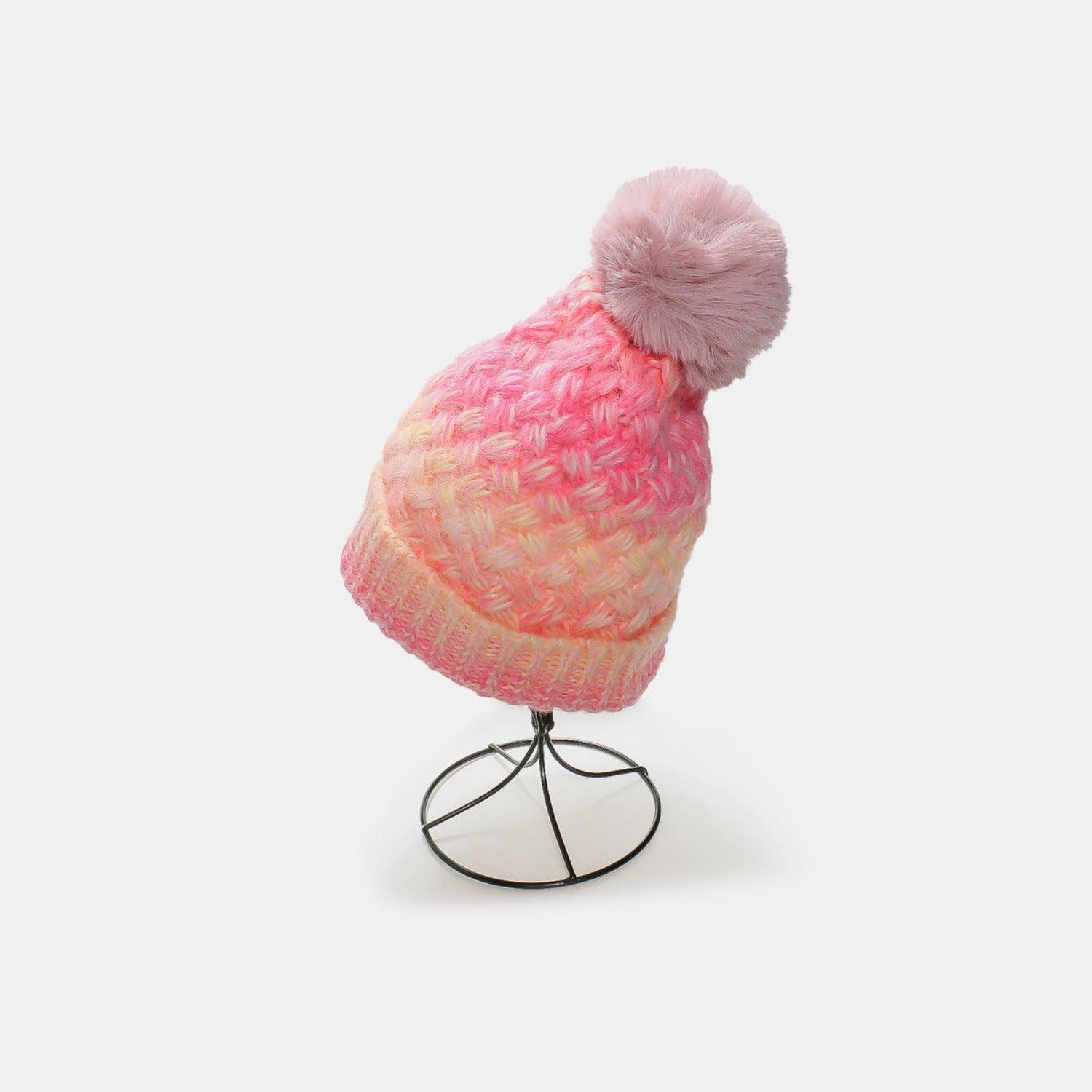 Gradient Knit Hat with Pompom - ClozArt