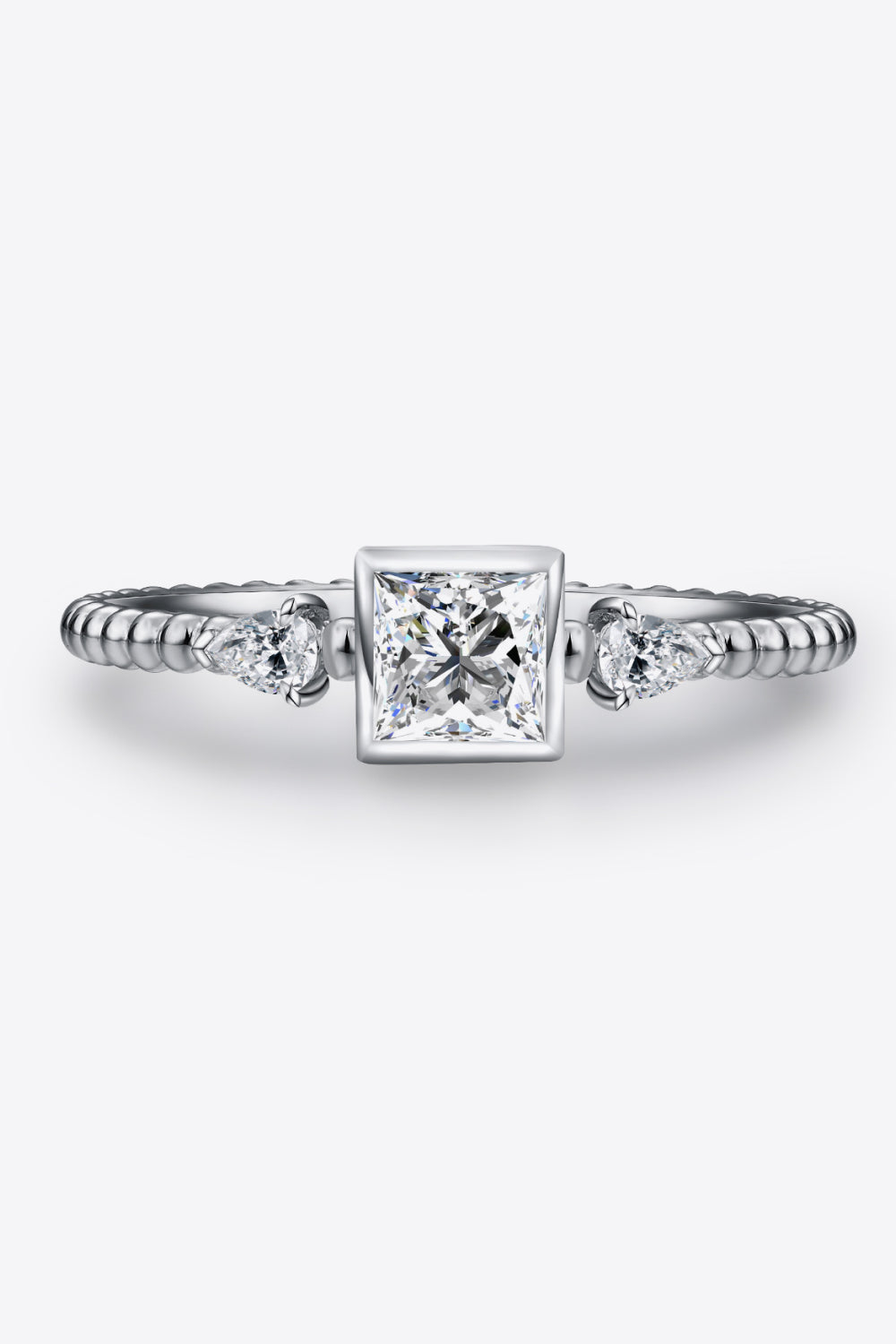 Moissanite Square Shape 925 Sterling Silver Ring - ClozArt