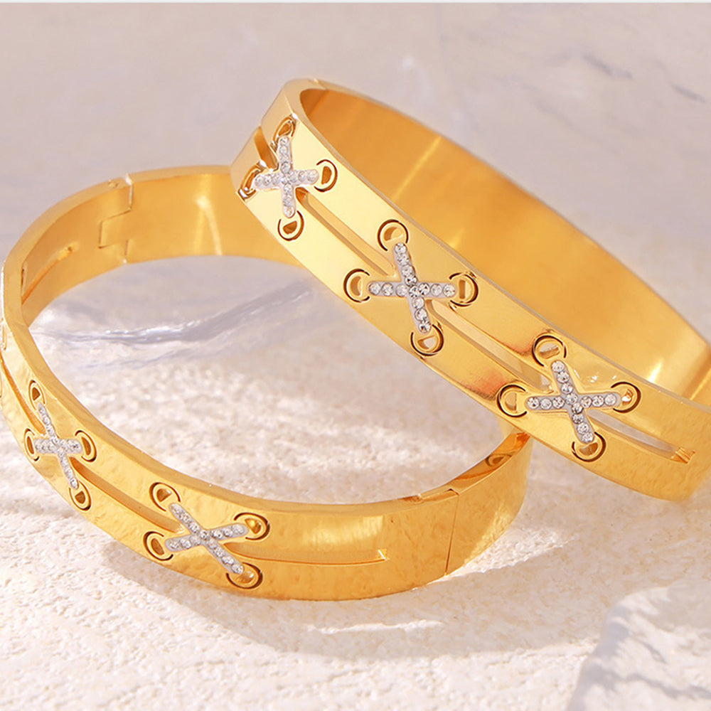 18K Gold-Plated Czech Diamond Bracelet - ClozArt