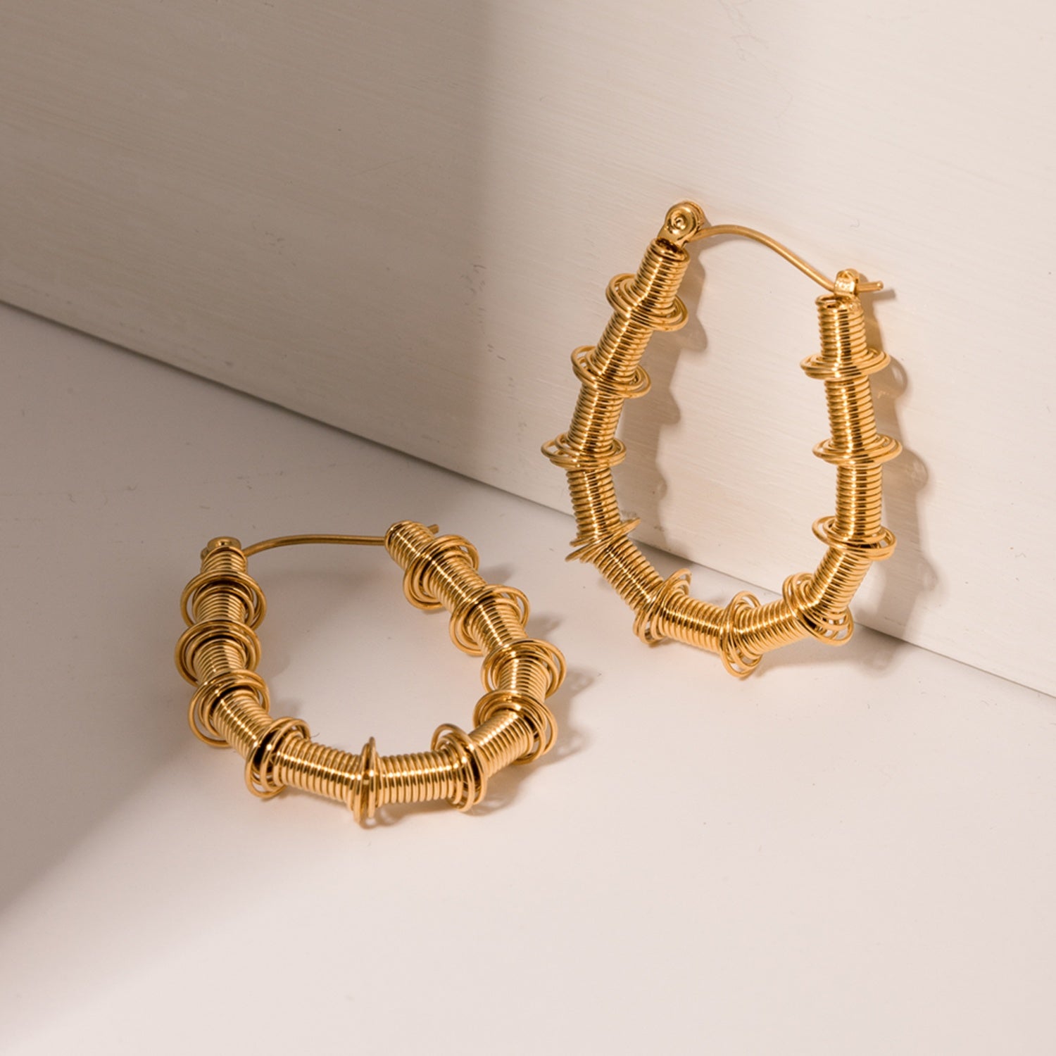 Gold-Plated Stainless Steel Hoop Earrings - ClozArt