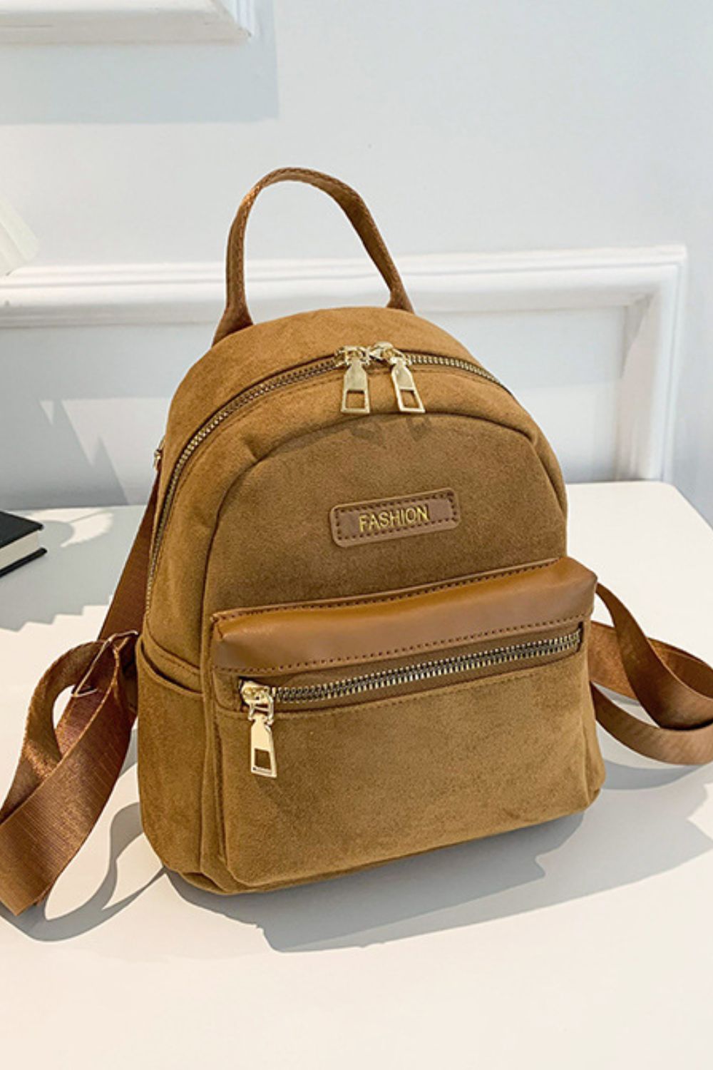 Suede Adjustable Strap Backpack Bag - ClozArt