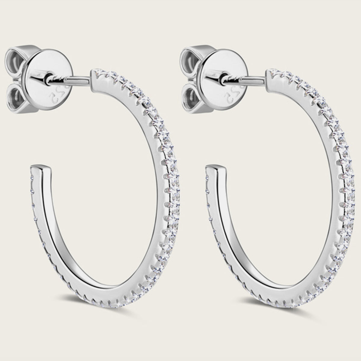 Inlaid Moissanite 925 Sterling Silver C-Hoop Earrings - ClozArt