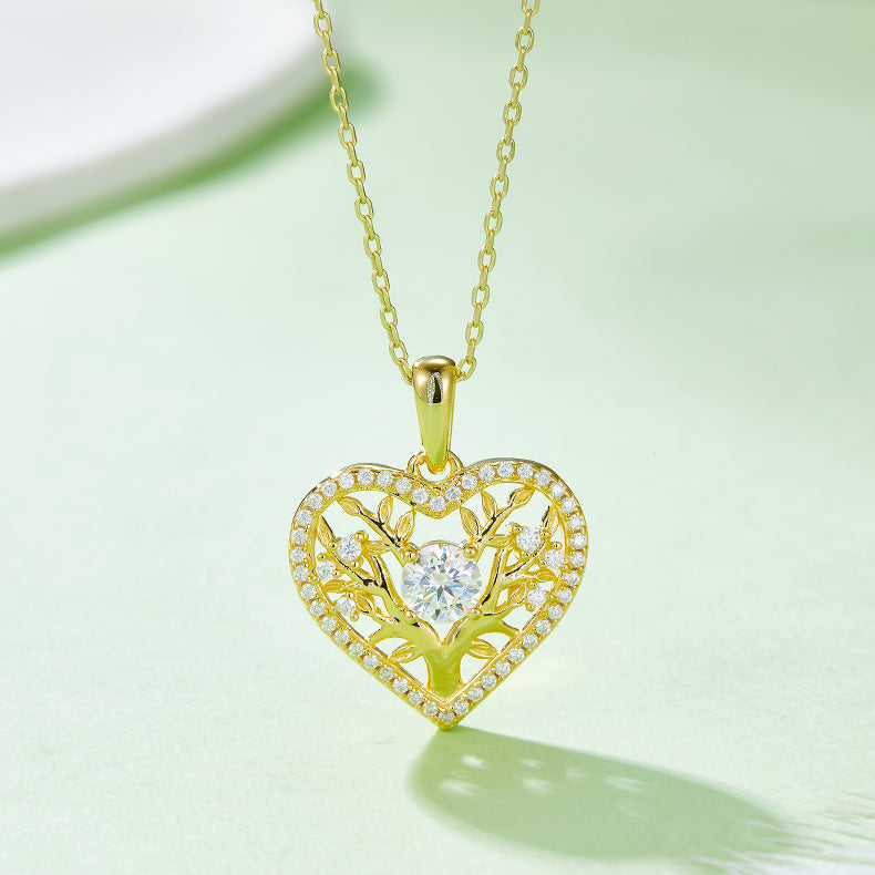 Moissanite 925 Sterling Silver Heart Shape Necklace - ClozArt