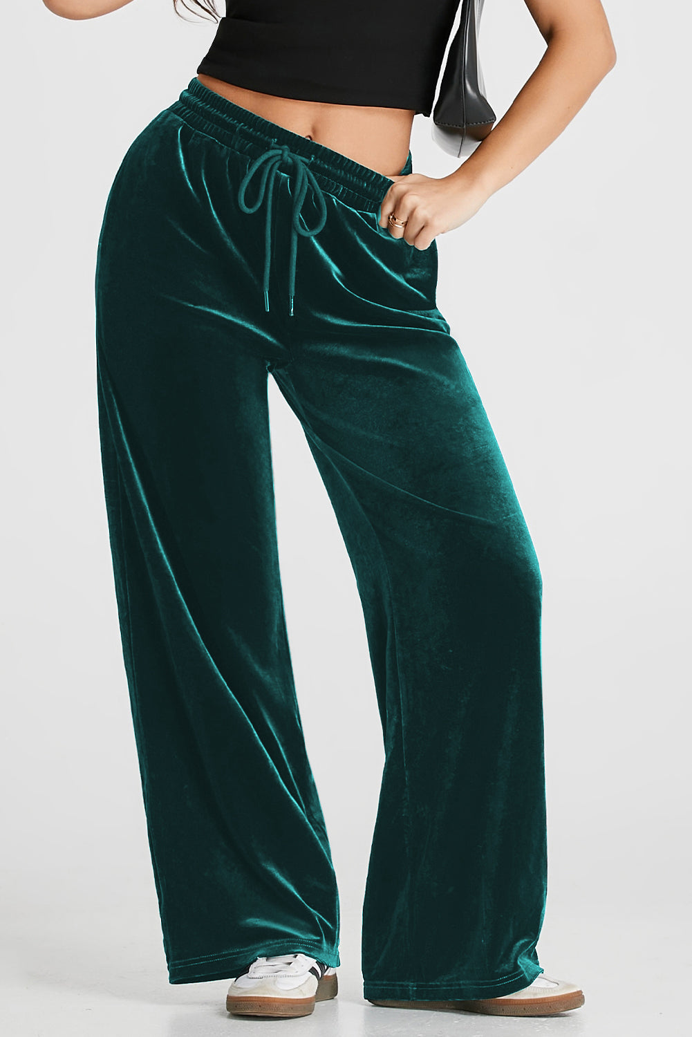 Drawstring Wide Leg Active Pants - ClozArt