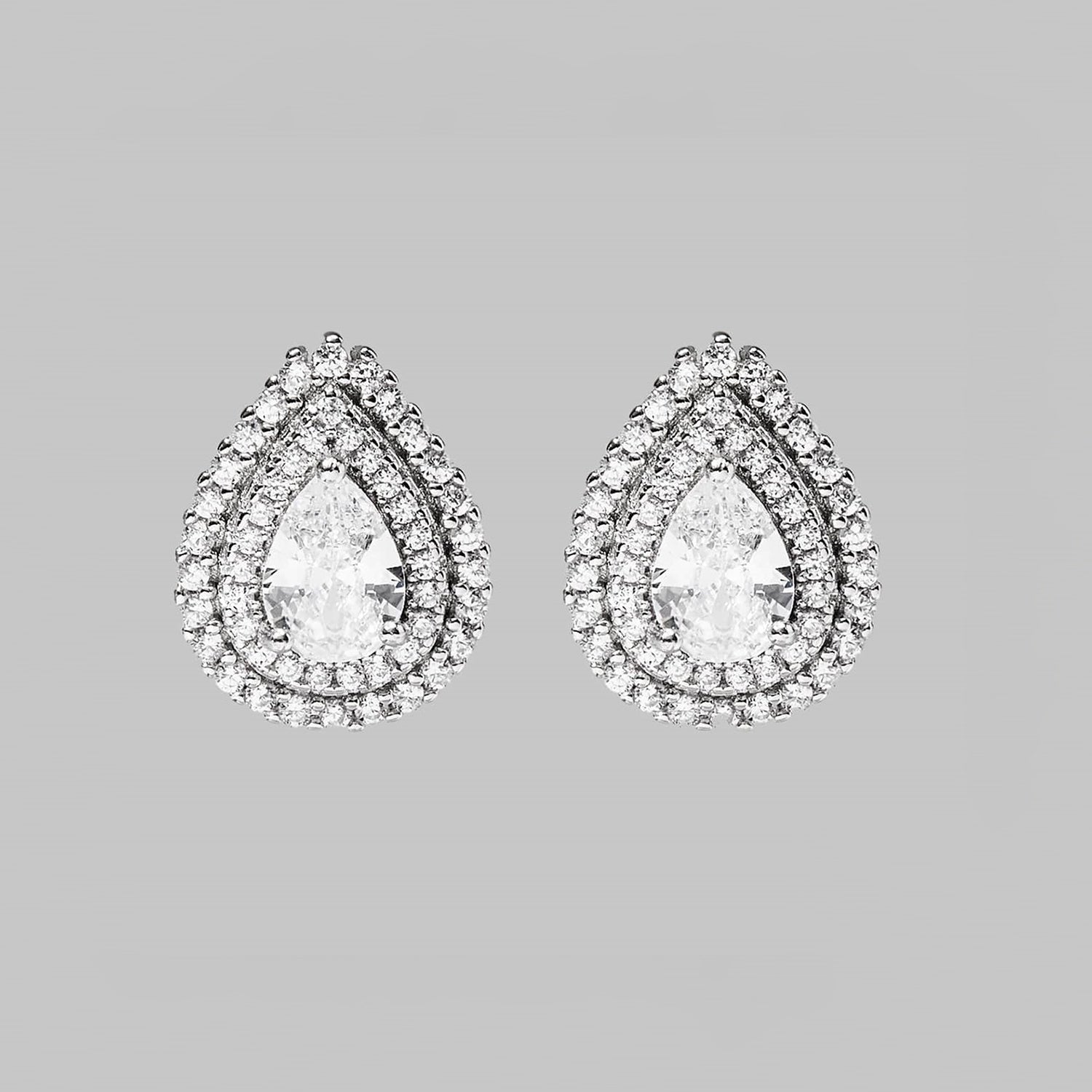 925 Sterling Silver Zircon Teardrop Shape Stud Earrings - ClozArt