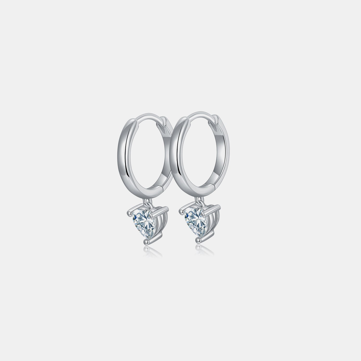 1 Carat Moissanite 925 Sterling Silver Heart Earrings - ClozArt