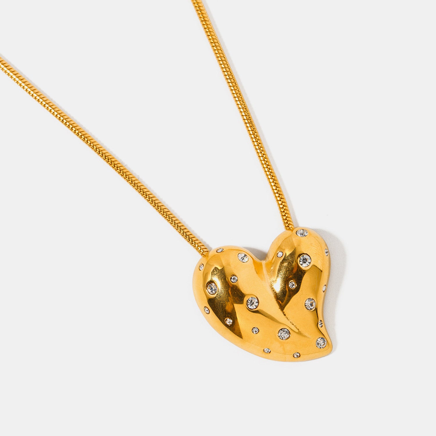 Inlaid Zircon Heart Stainless Steel Necklace - ClozArt