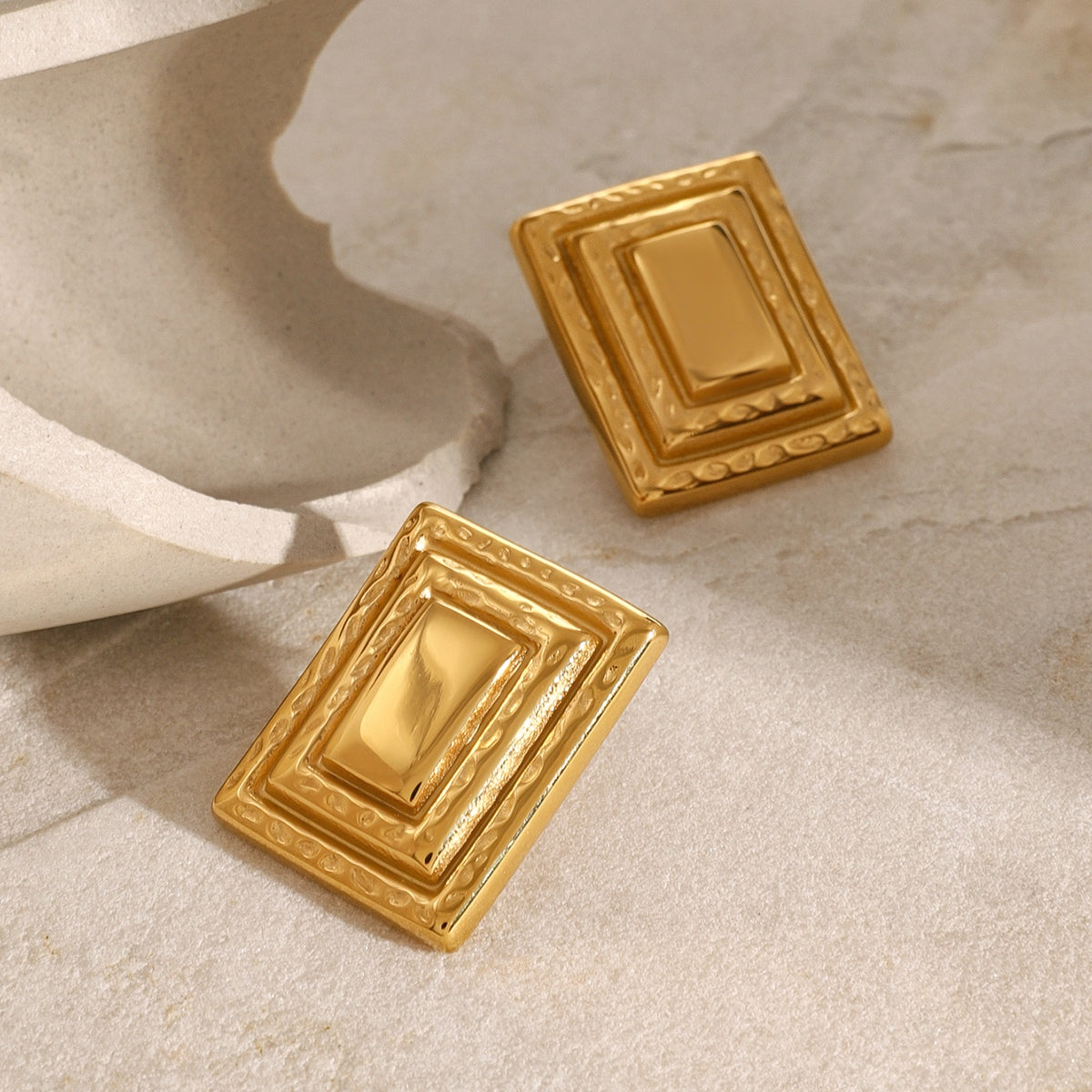 18K Gold-Plated Stainless Steel Square Shape Earrings - ClozArt