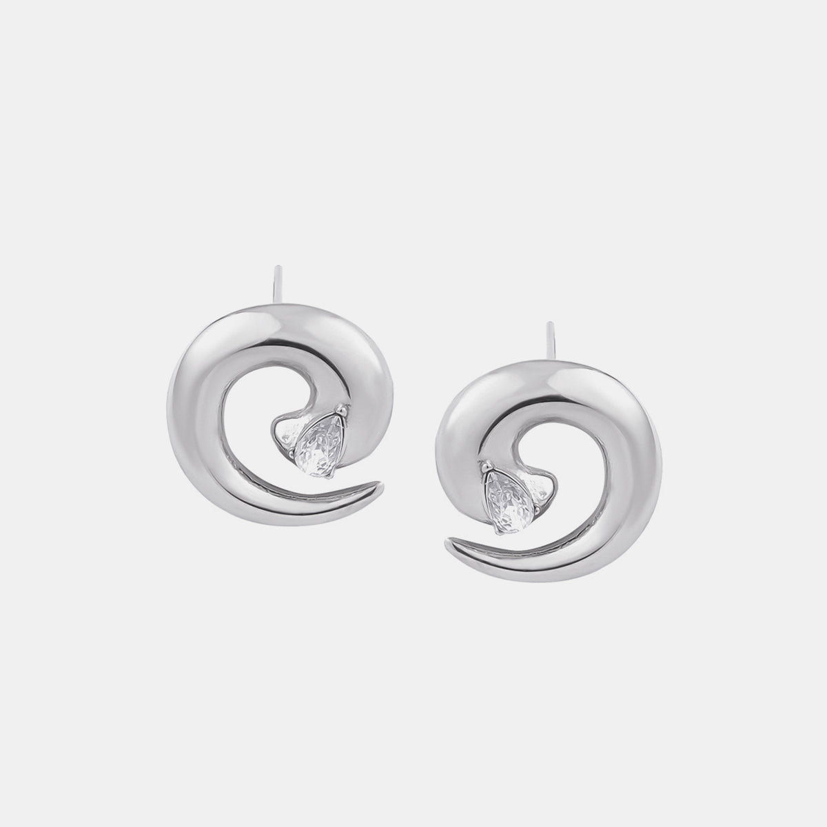 Titanium Steel Zircon Spiral Shape Earrings - ClozArt