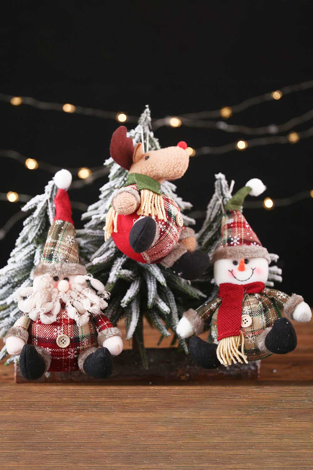 3-Pack Plush Christmas Figure Ornaments