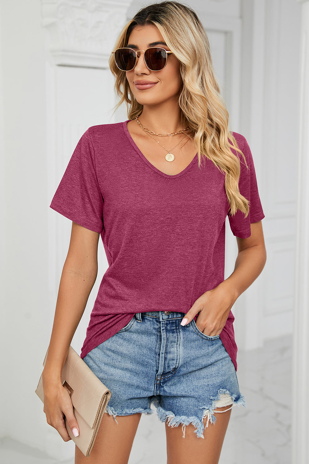 V-Neck Short Sleeve T-Shirt