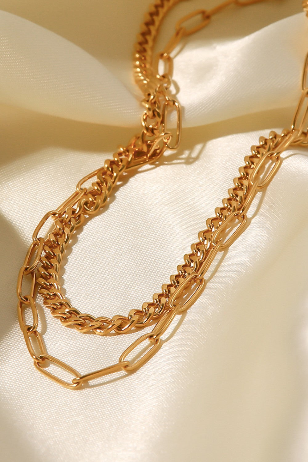 18K Gold Plated Layered Chain Necklace - ClozArt