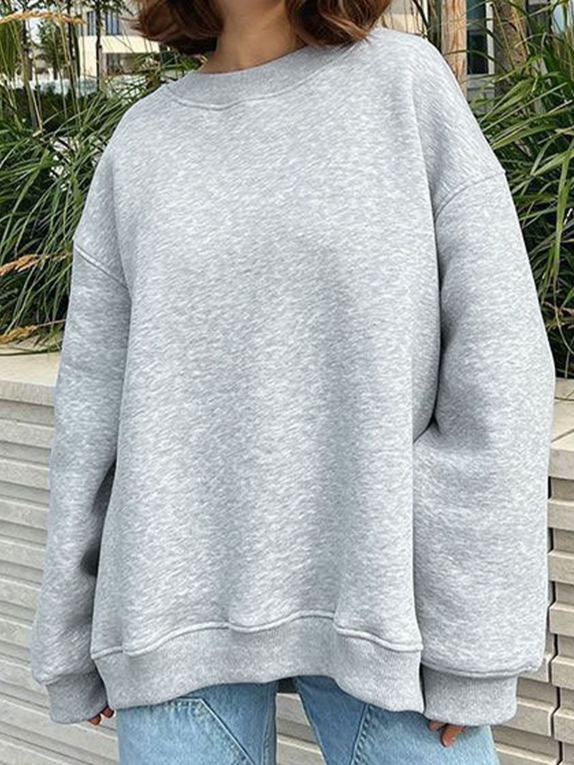 Oversize Round Neck Dropped Shoulder Sweatshirt