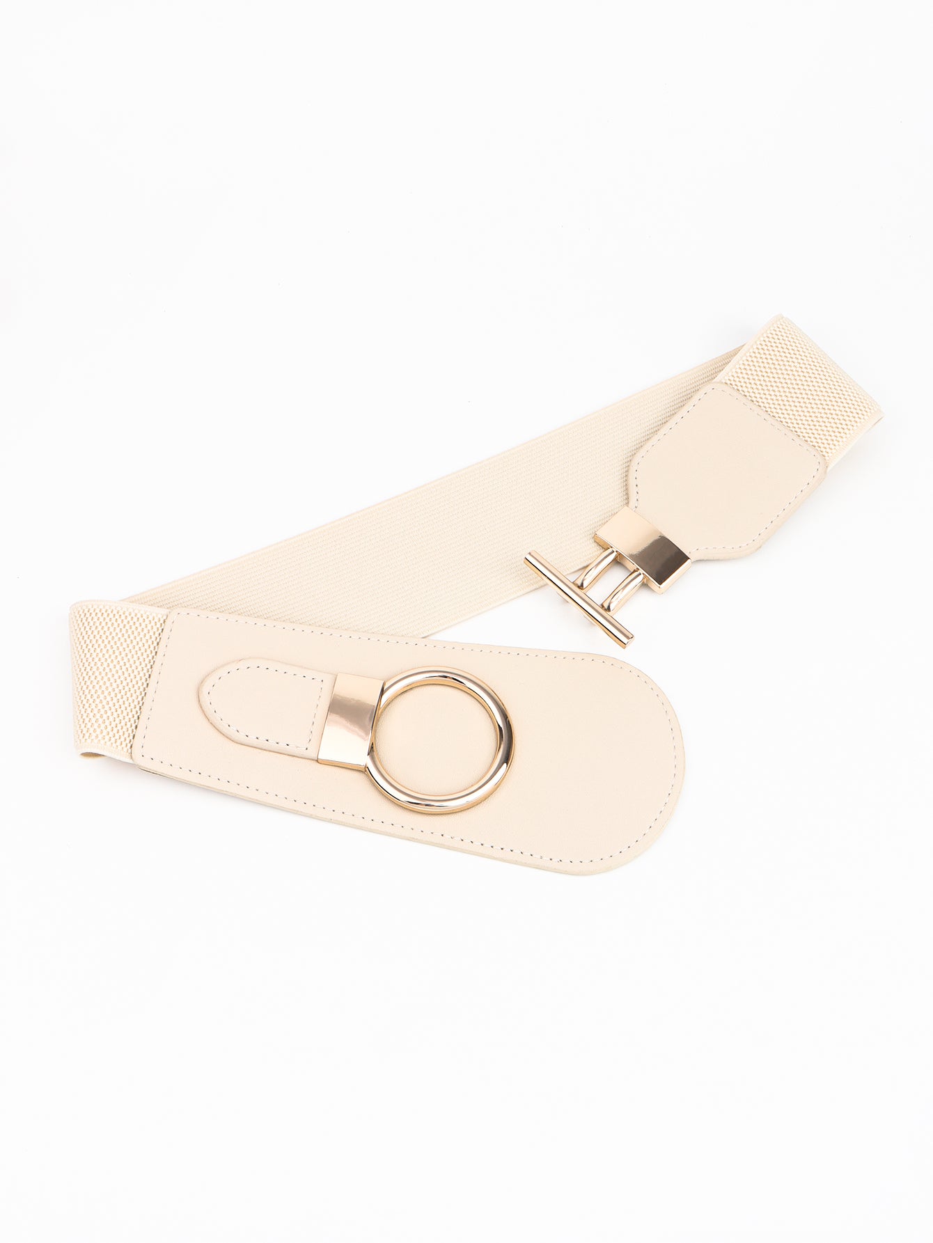 PU Elastic Wide Belt with Alloy Buckle - ClozArt