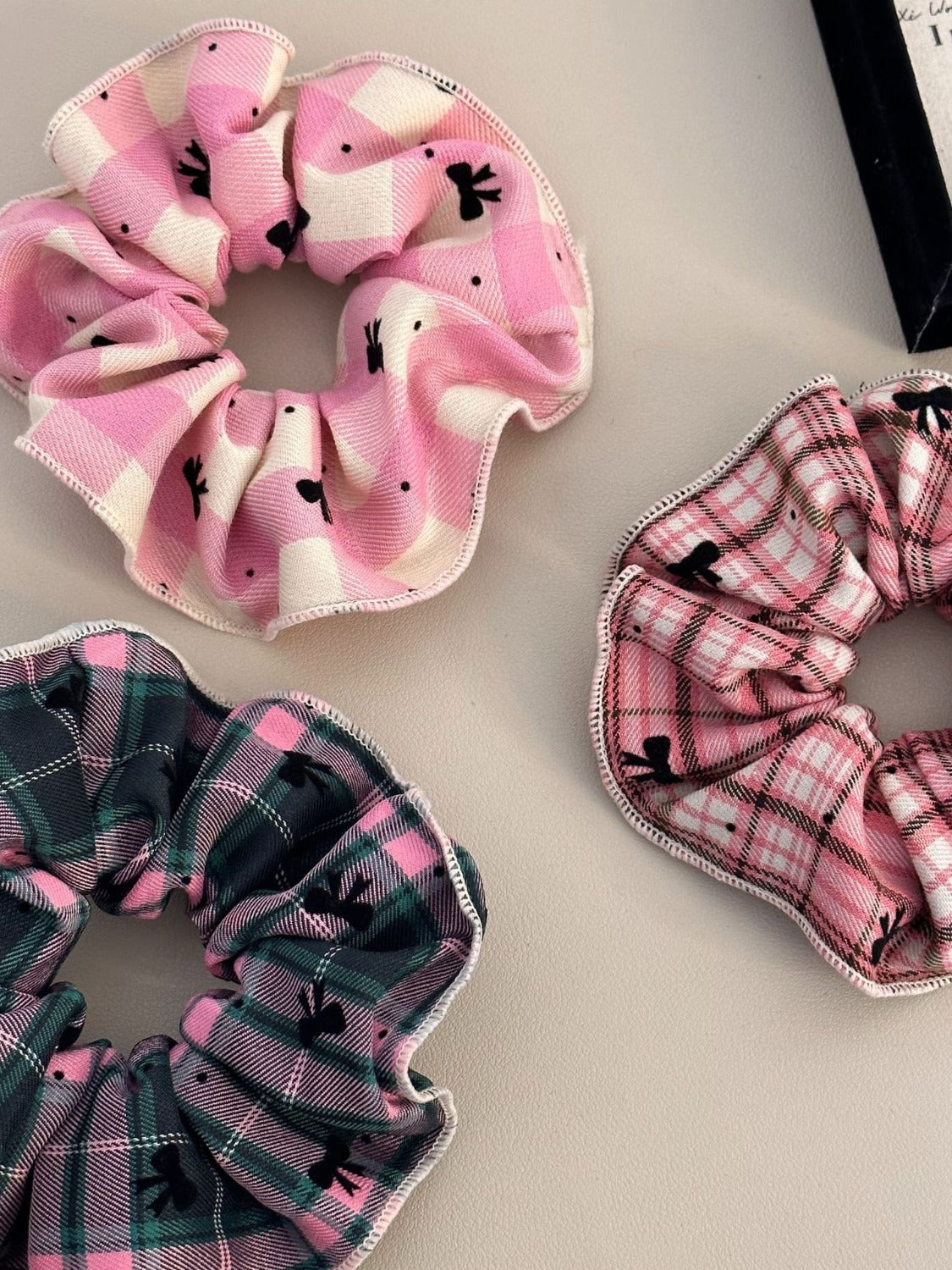 3-Piece Plaid Contrast Elastic Hair Scrunchy - ClozArt