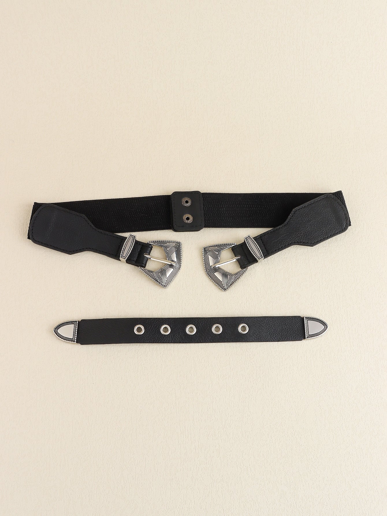 Double Buckle PU Leather Belt - ClozArt