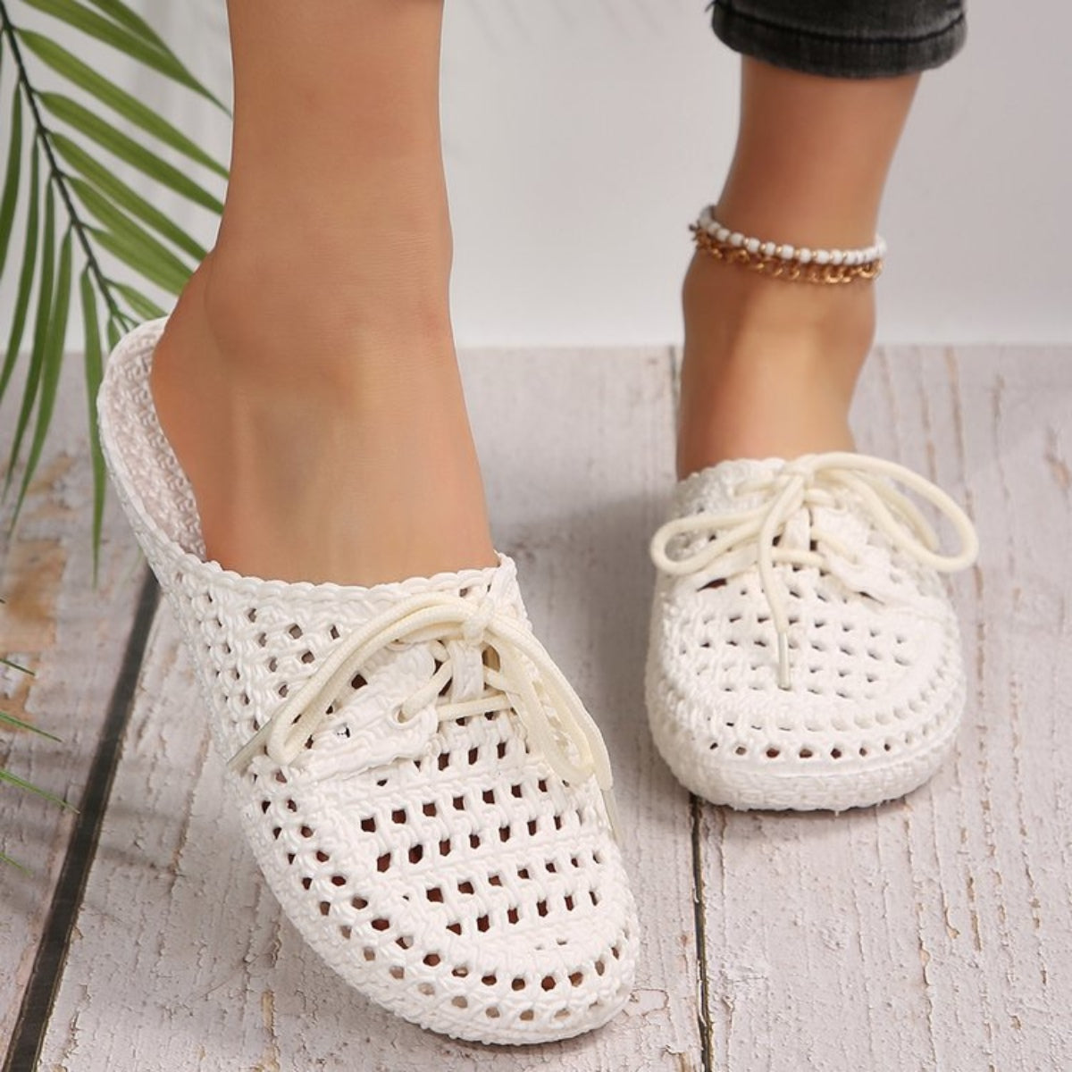 Lace-Up Flat Sandals - ClozArt