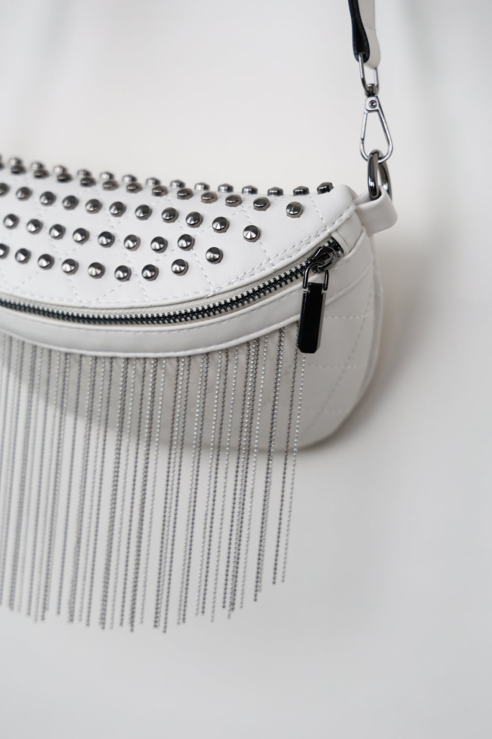 PU Leather Studded Sling Bag with Fringes - ClozArt