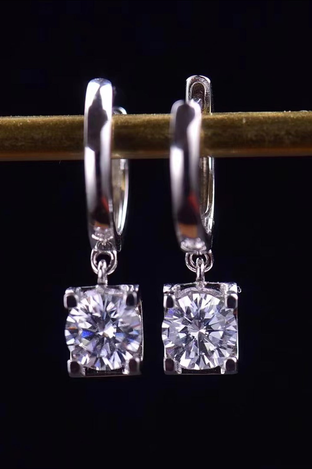 Feel The Surprise 1 Carat Moissanite Platinum-Plated Drop Earrings - ClozArt