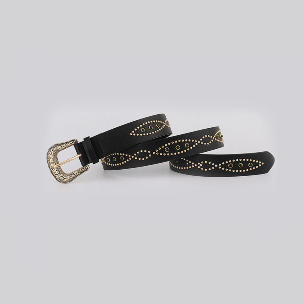 PU Leather Rhinestone Belt - ClozArt