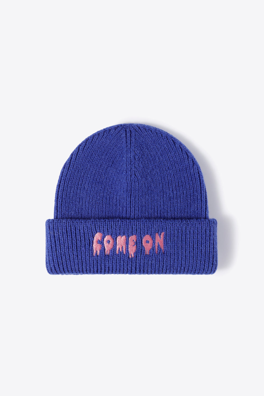 COME ON Embroidered Cuff Knit Beanie - ClozArt