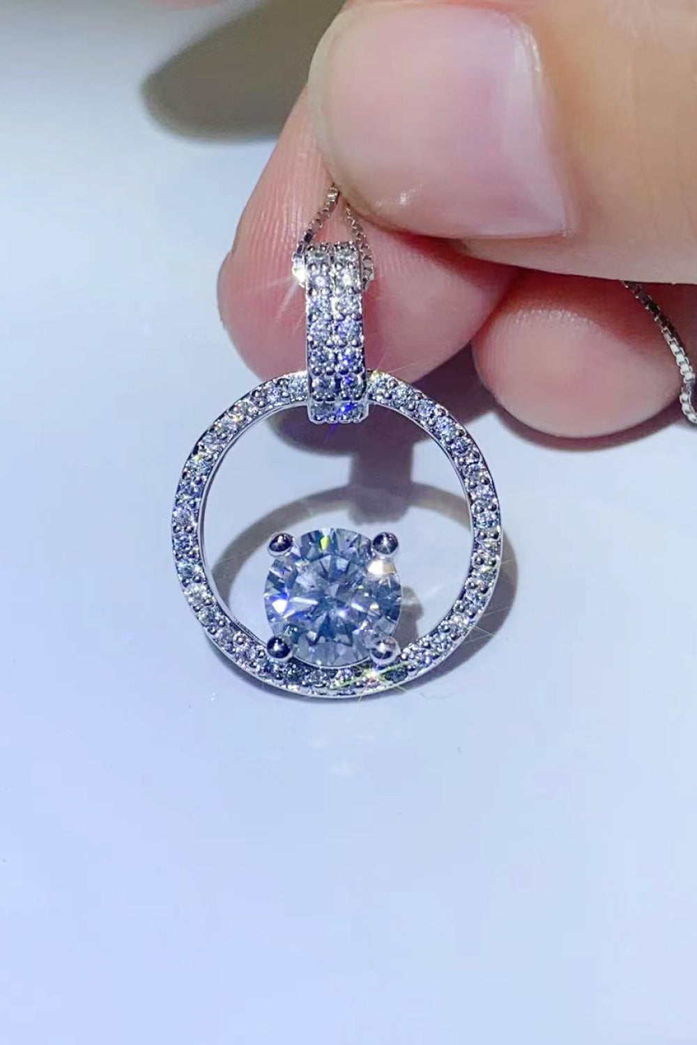 1 Carat Moissanite 925 Sterling Silver Necklace - ClozArt