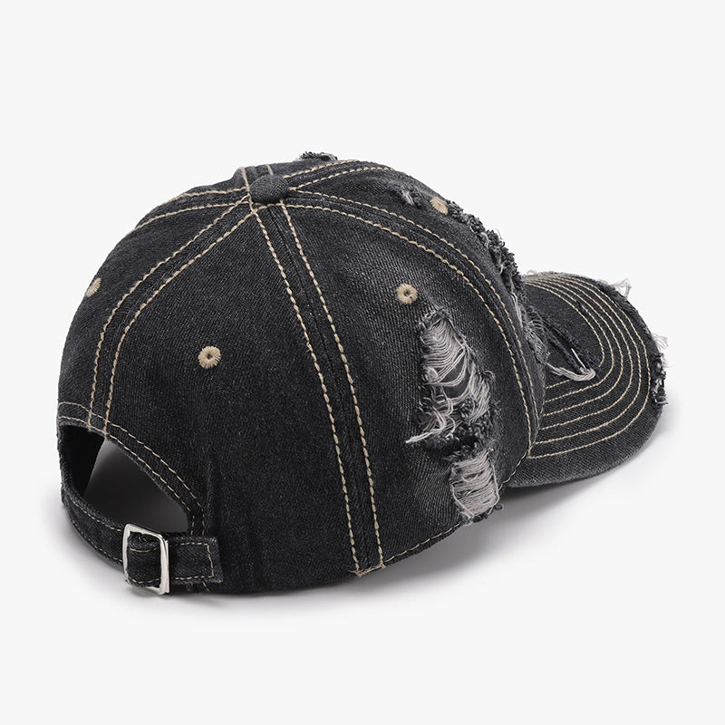 Distressed Adjustable Cotton Baseball Cap - ClozArt