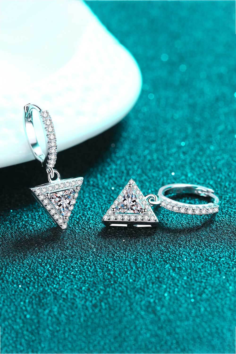 Moissanite Triangle Drop Earrings - ClozArt