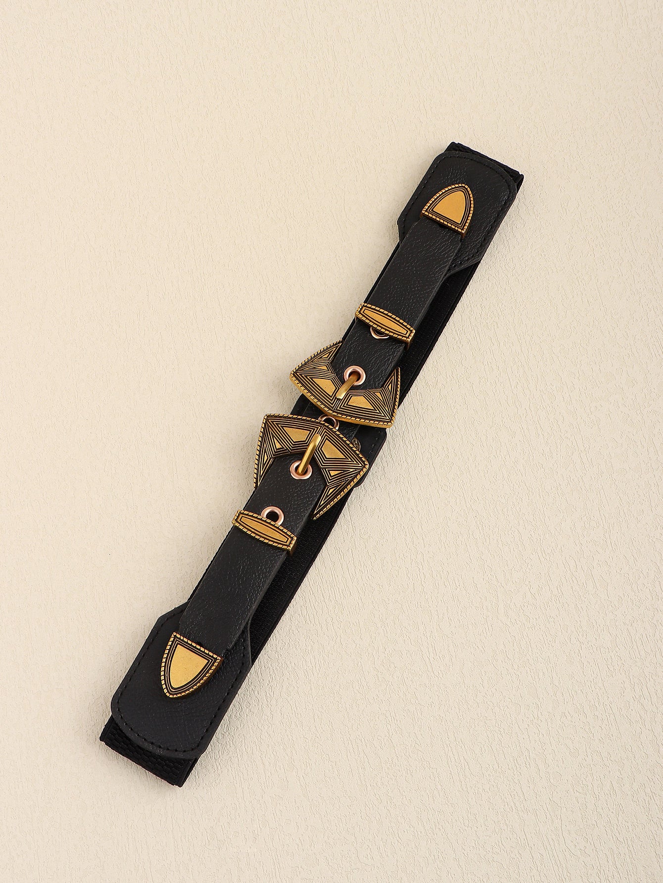 Double Buckle PU Leather Belt - ClozArt