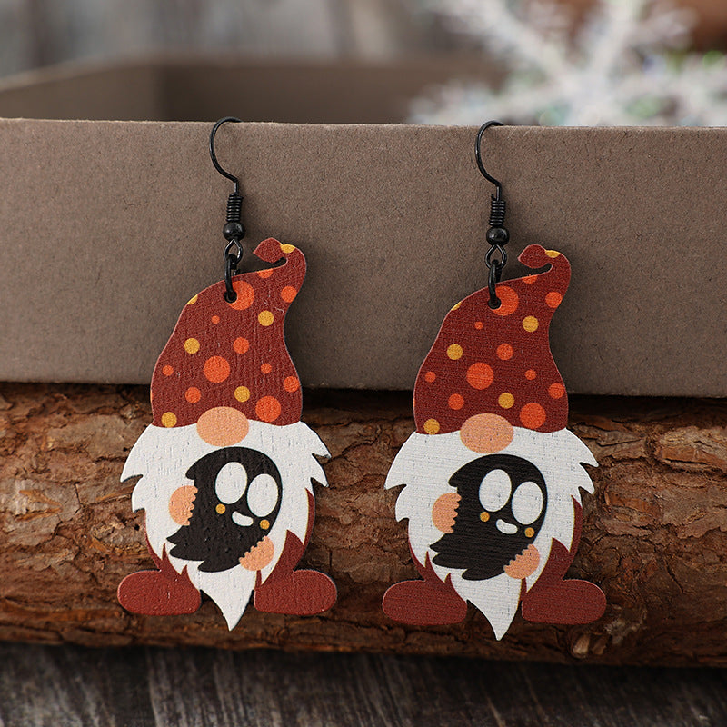 Point Hat Gnome Wooden Dangle Earrings - ClozArt