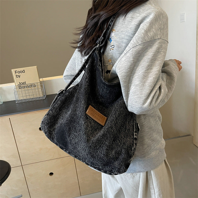 Adjustable Strap Denim Shoulder Bag - ClozArt