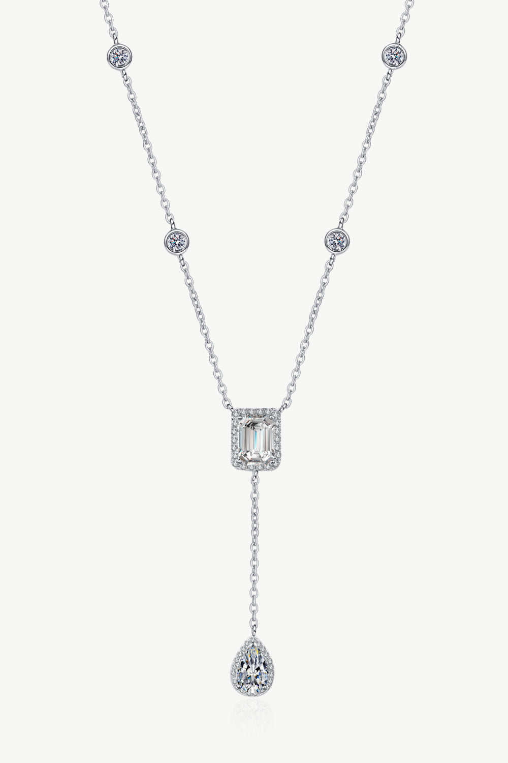 3 Carat 925 Sterling Silver Double Drop Pendant Necklace - ClozArt