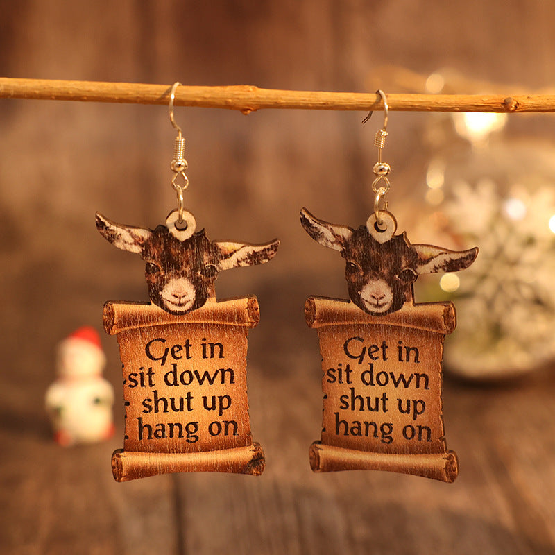 Donkey Letter Wooden Dangle Earrings - ClozArt