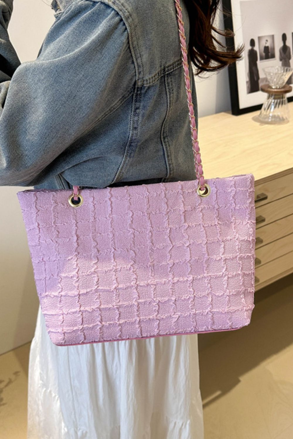 Polyester Texture Chain Tote bag - ClozArt