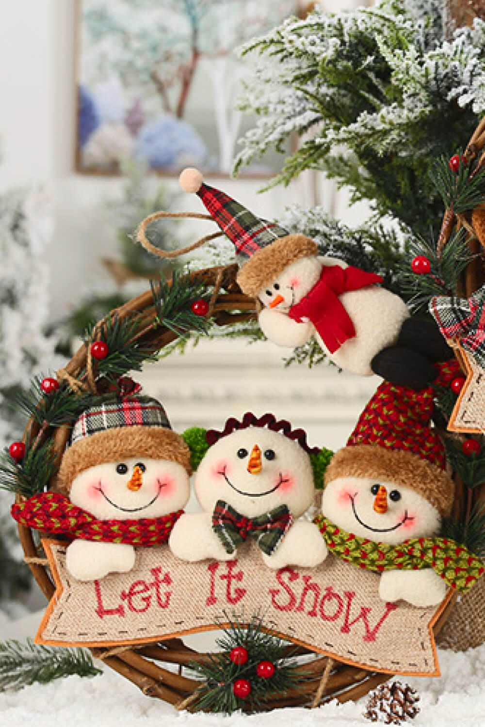 Christmas Element Rattan Wreath Ornaments