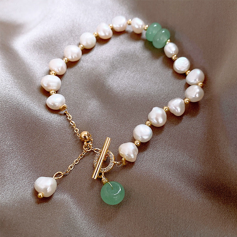 Pearl Green Stone Link Bracelet - ClozArt