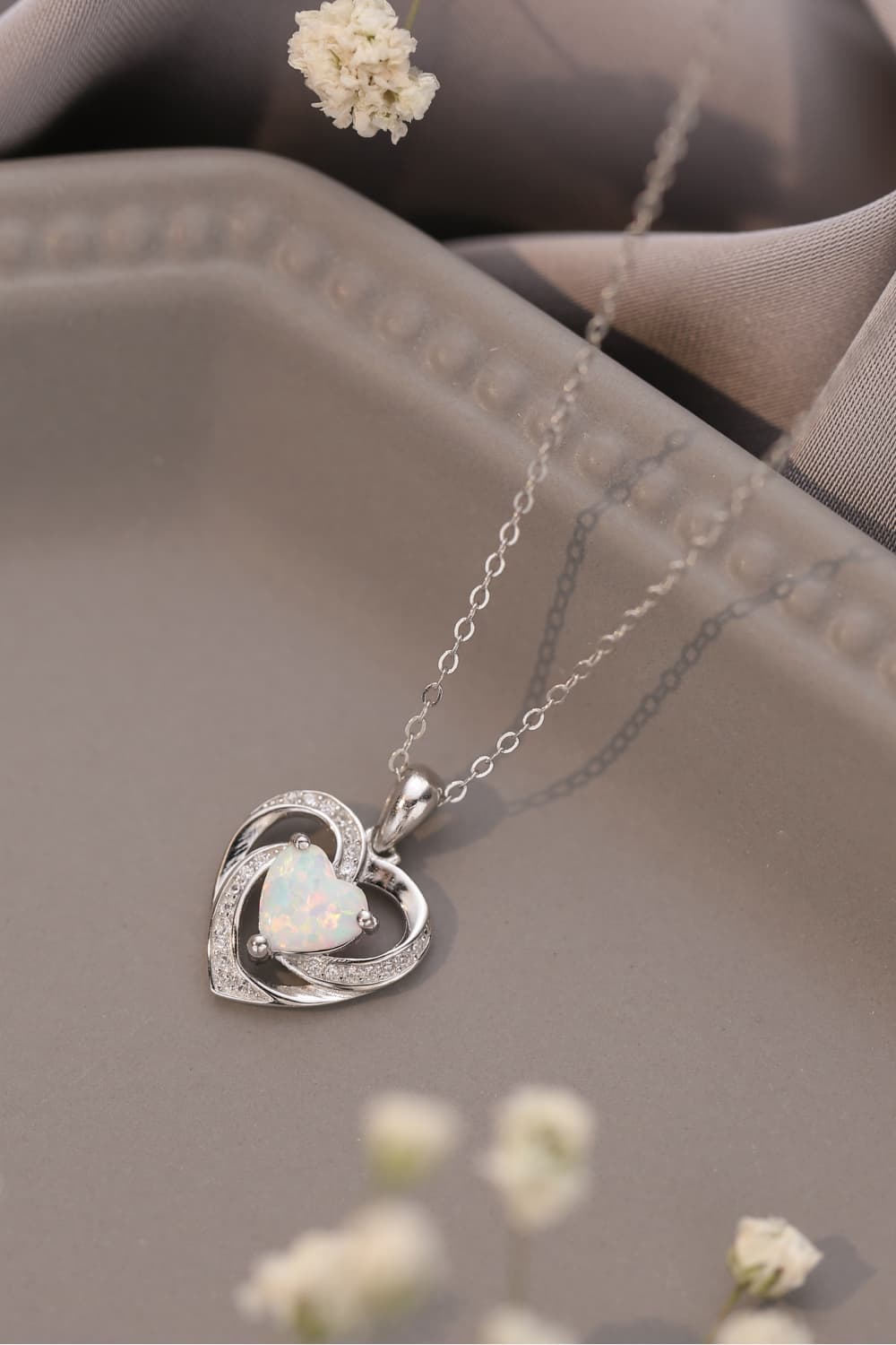 Opal Heart Pendant Necklace - ClozArt