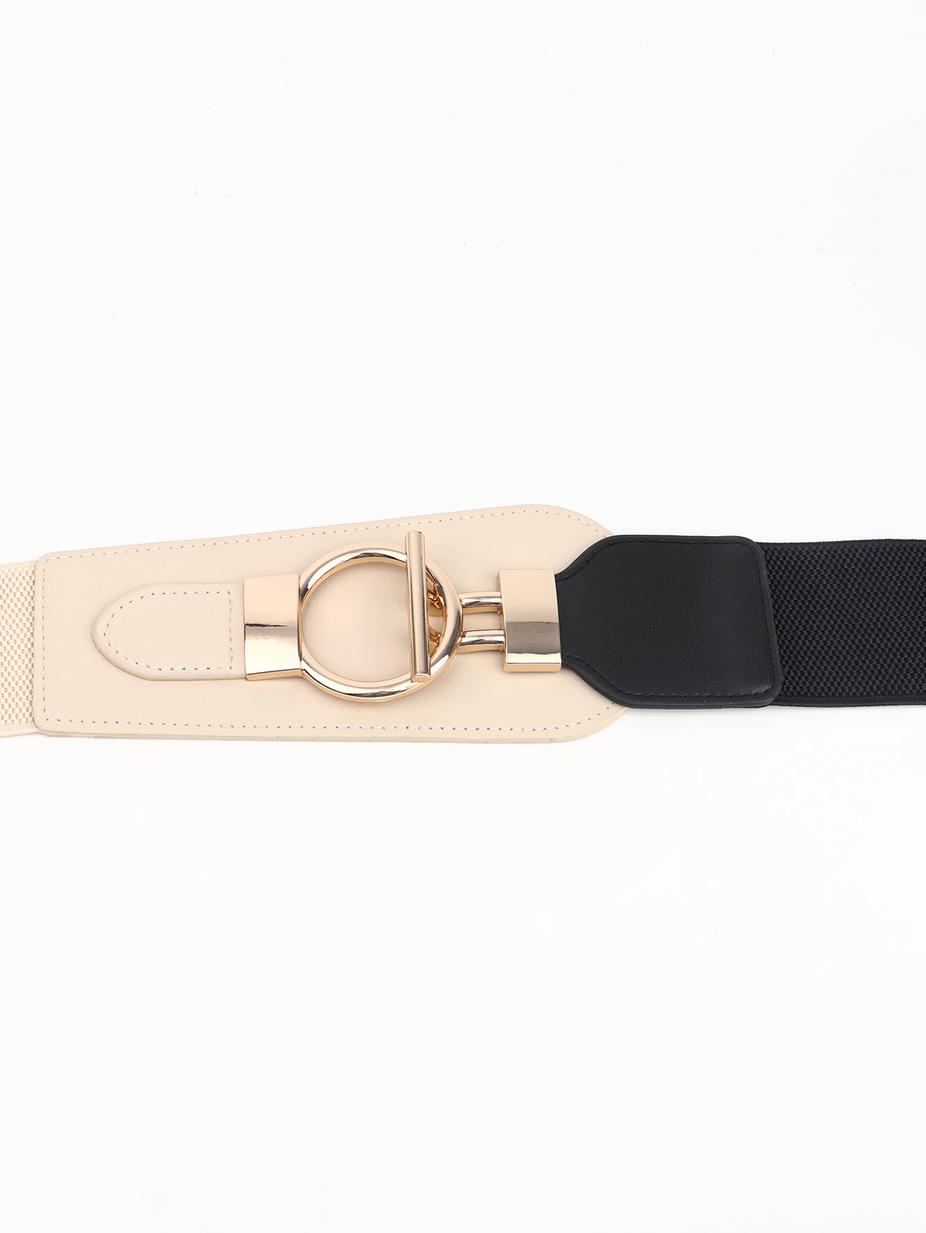 PU Elastic Wide Belt with Alloy Buckle - ClozArt