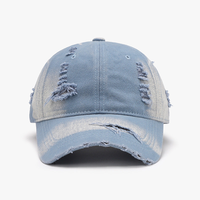 Distressed Adjustable Cotton Baseball Cap - ClozArt