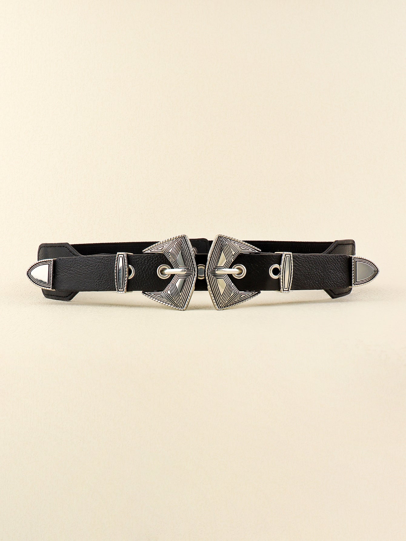 Double Buckle PU Leather Belt - ClozArt