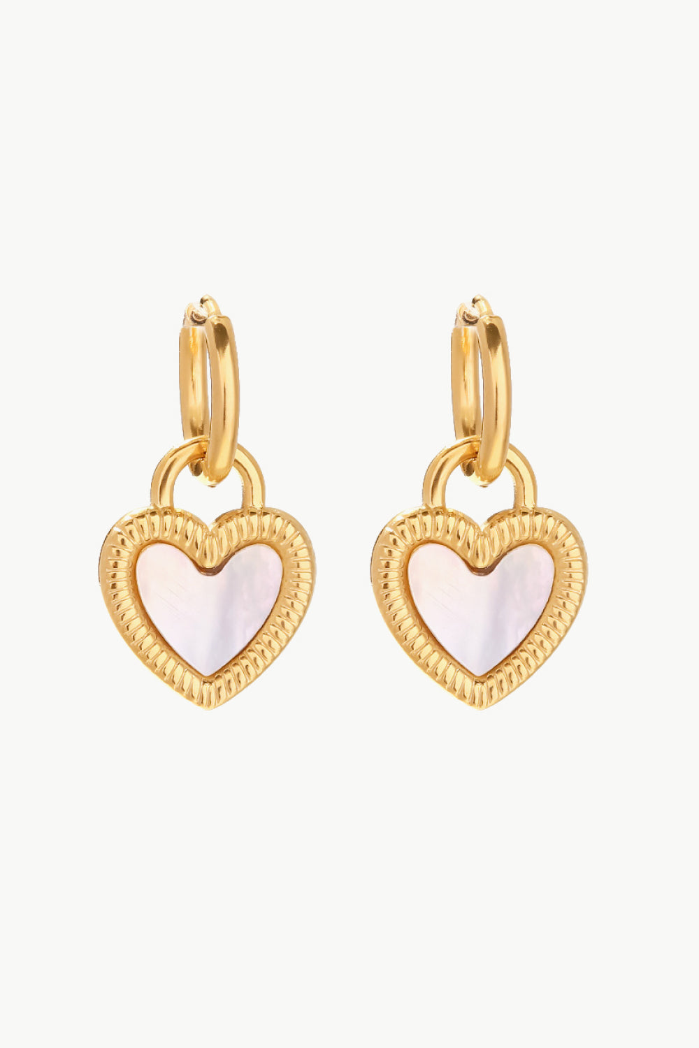 Inlaid Shell Heart Drop Earrings - ClozArt