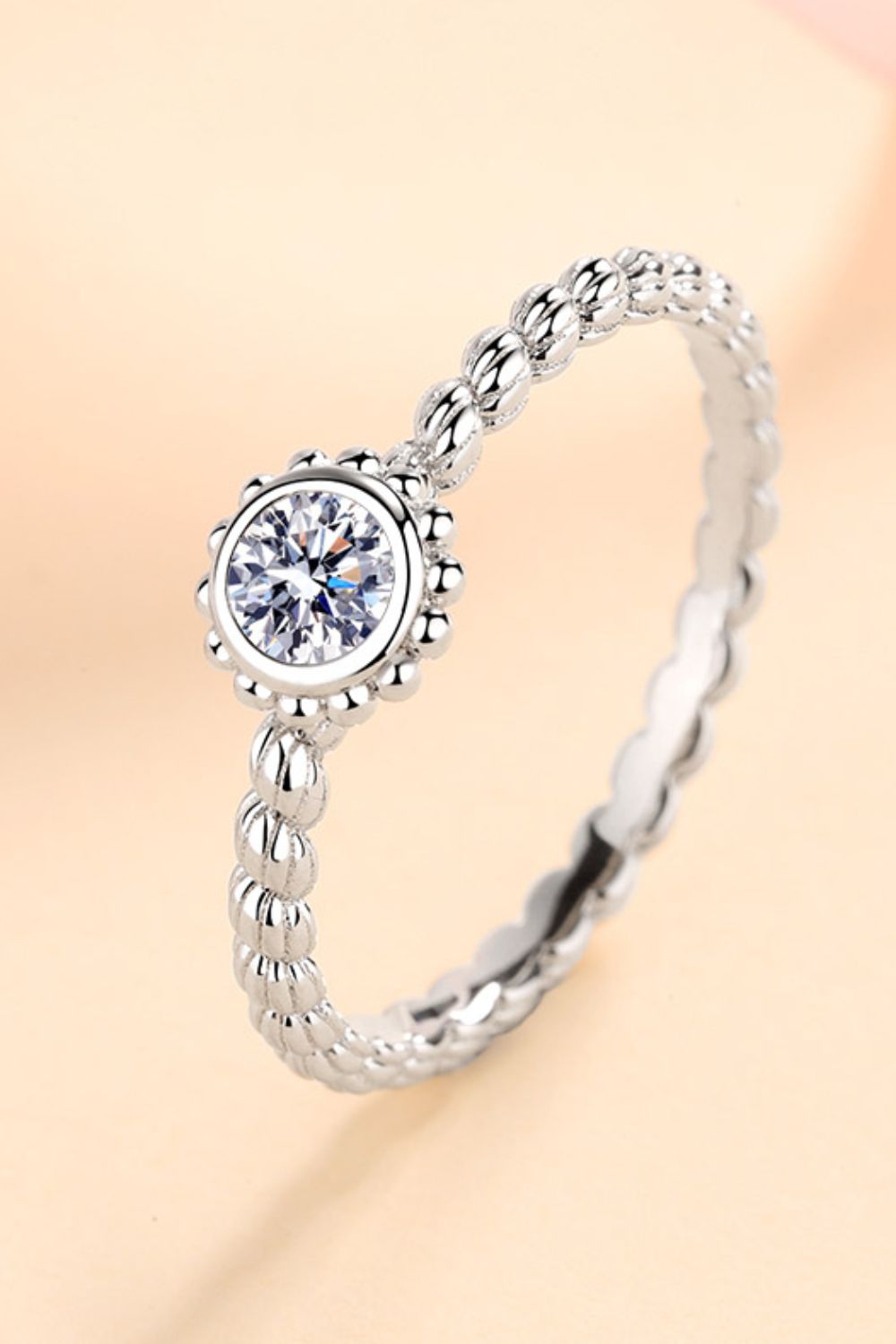 Moissanite Rhodium-Plated Ring - ClozArt