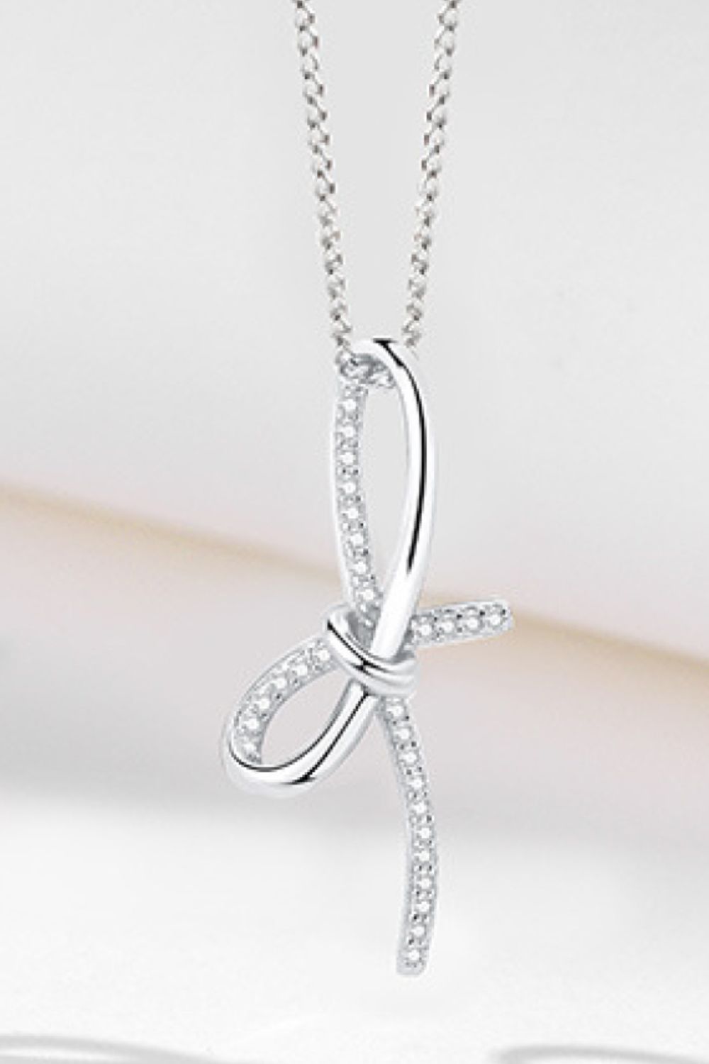 Zircon Bow Pendant Necklace - ClozArt