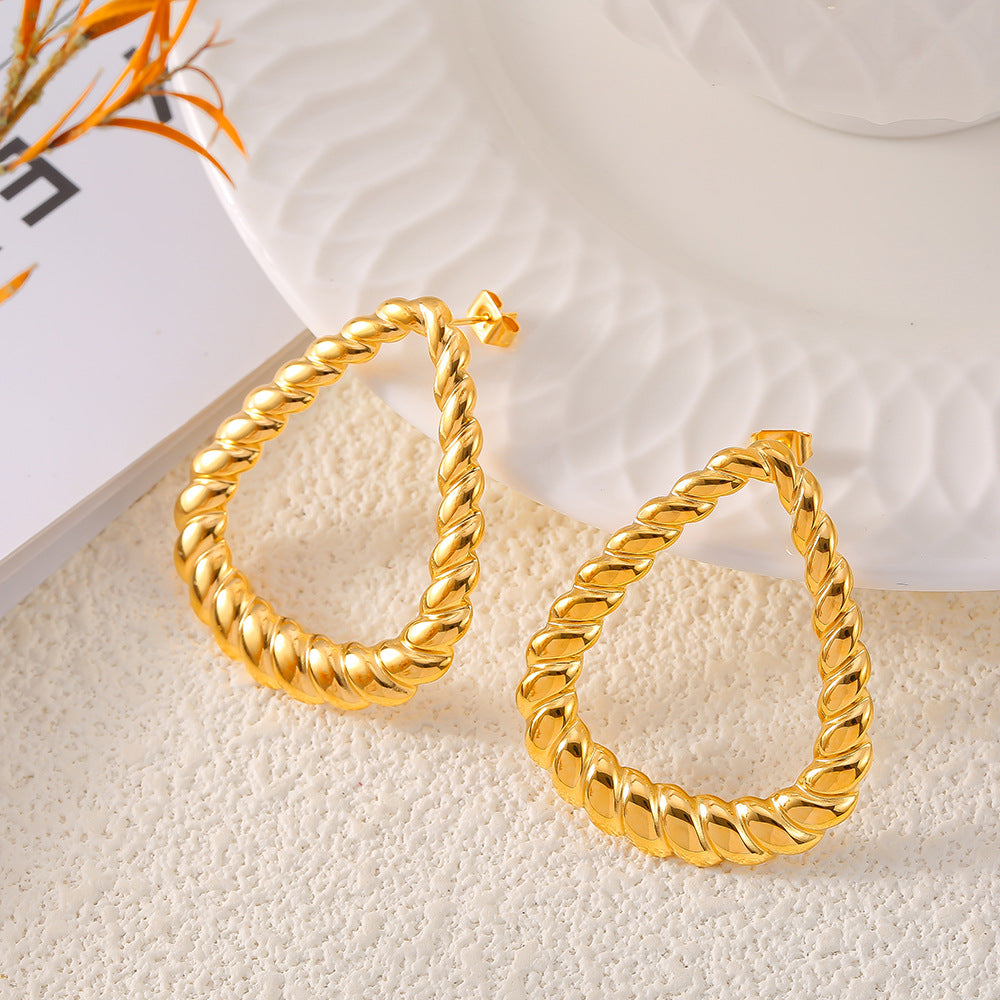 18K Gold-Plated Twisted Earrings - ClozArt